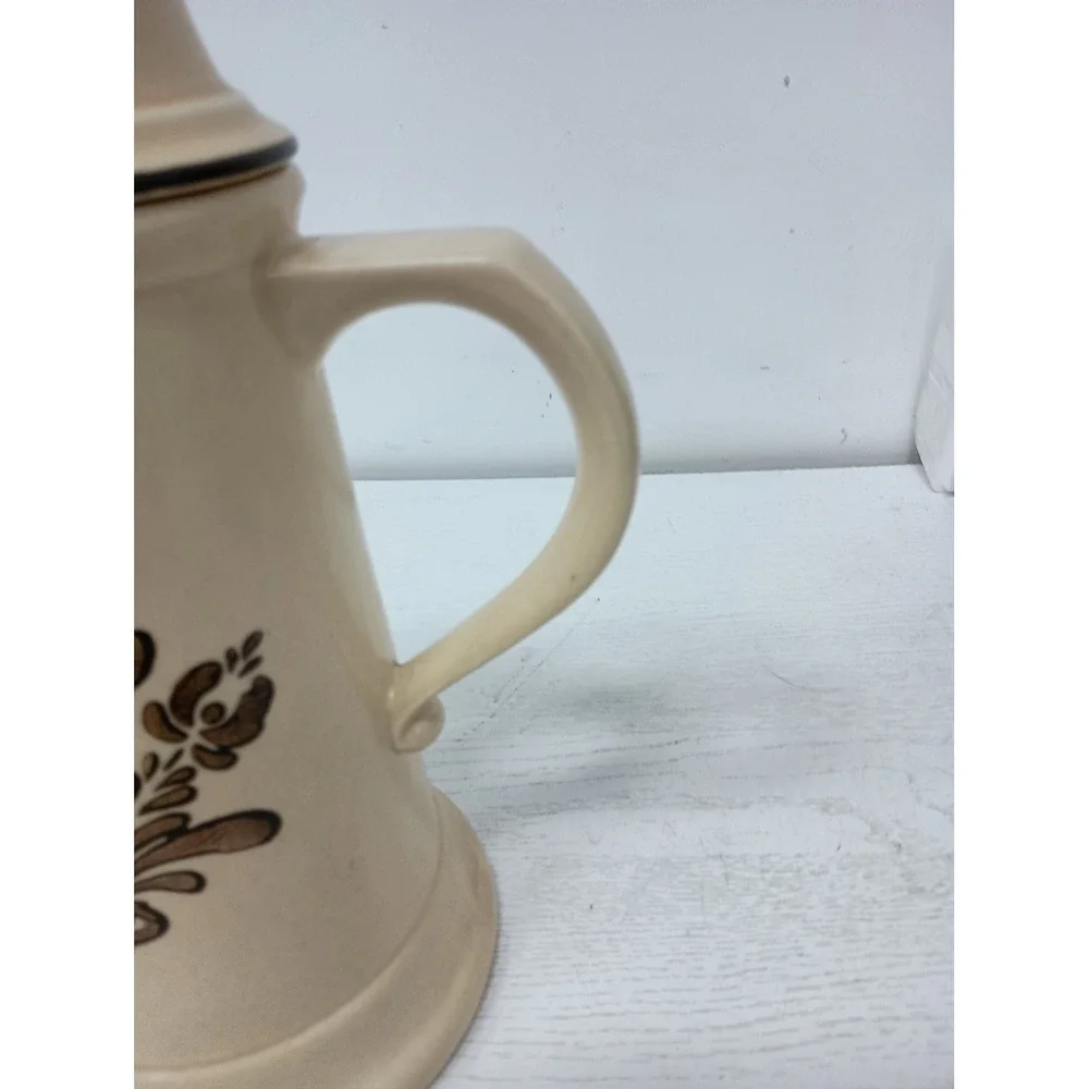 Pfatzgraff Coffee‎ Tea Pot Pitcher Tan Brown Floral Stoneware Village Vintage